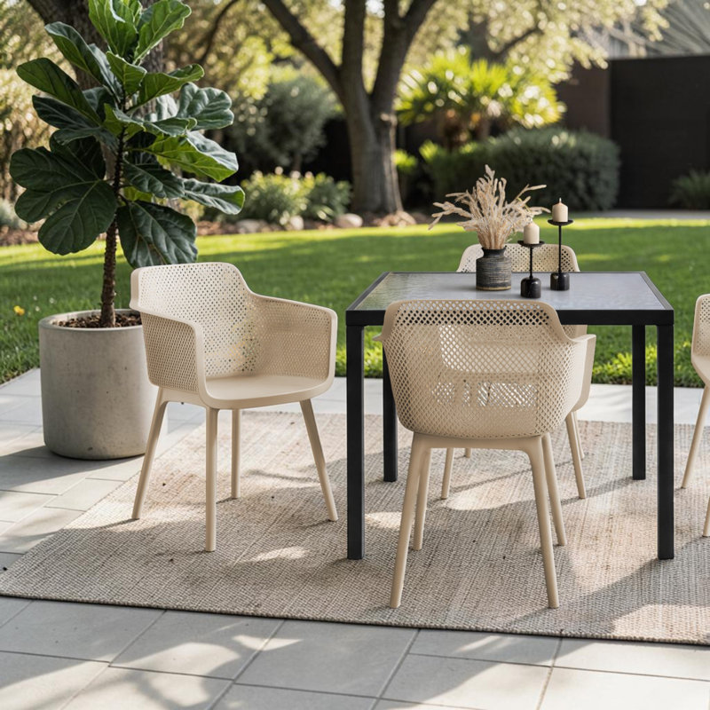 Ensemble de 4 chaises de patio taupe naturel Modern Modern