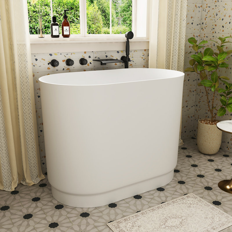 Baignoire de trempage autoportante à surface solide de 39 po avec siège intégré Casainc