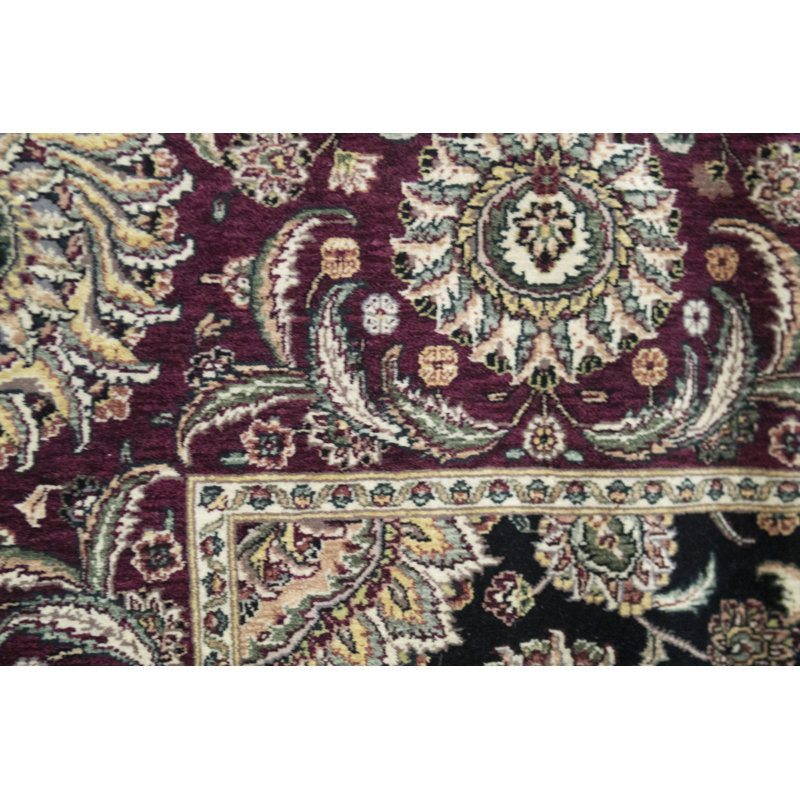 Manchuria Wool Oriental Area Rug in Black/Beige/Wine