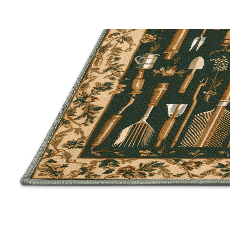 Tapis vert français lavable à la machine, Rectangle 5 pi x 7 pi