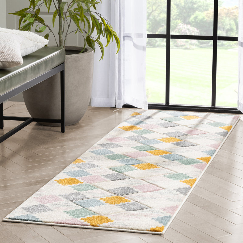 Astrid Geometric Synthetic Area Rug, Runner 67 x 220 cm