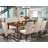 7-Piece Dining Table Set Includes a Rectangle Wooden Table with 6 Cream Linen Fabric Upholstered Chairs, Mahogany-1710983413-1626084250-1626084249