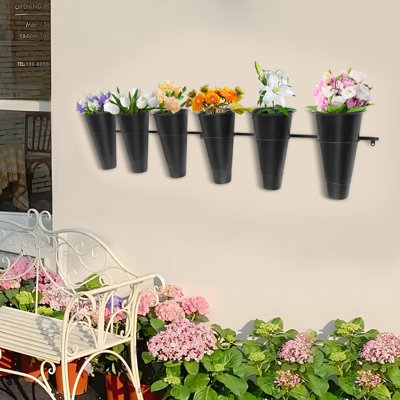 Présentoir à fleurs avec seaux 6 pièces