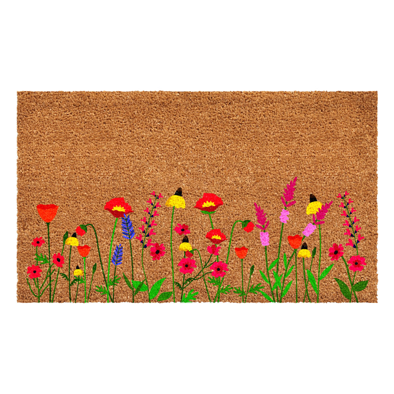 Spring Blooms Coir and Vinyl Non-Slip Outdoor Door Mat