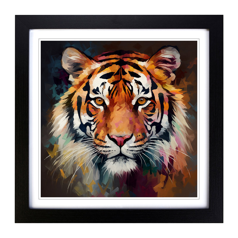 Tiger No.4 - Single Picture Frame Print on Wood, Black