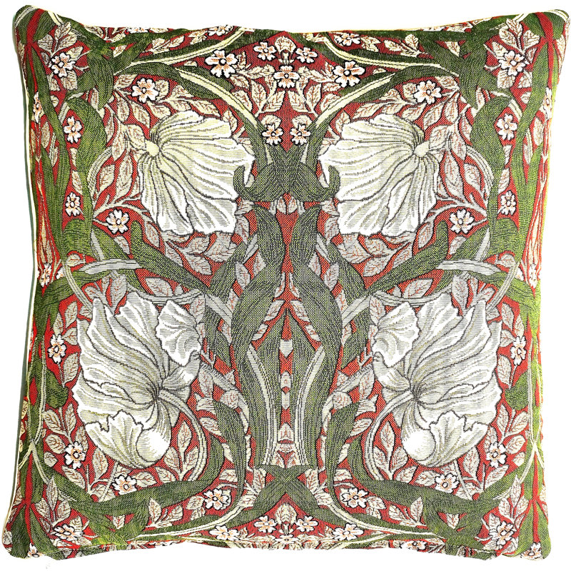  Polyester Blend Throw Square Pillow Cover, Red/Green