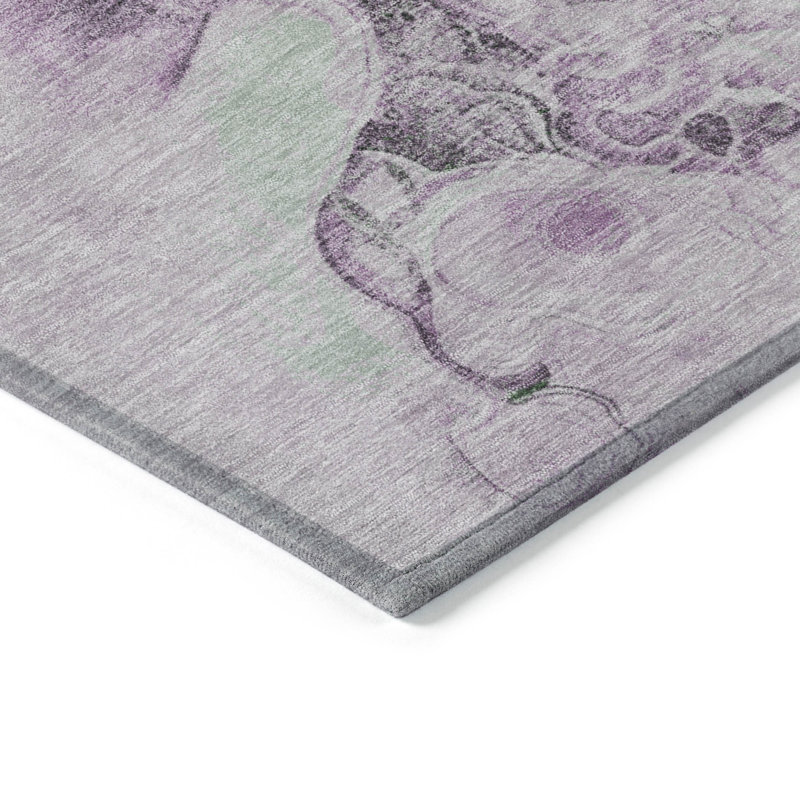 Machine Washable Indoor/Outdoor Xhevrie Sage Rug, Round 8' x 8'