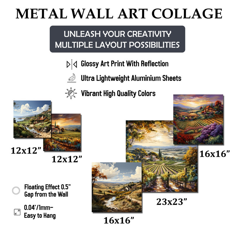 «Vineyard Charm Landscape», ensemble d'art mural de 6 vignobles