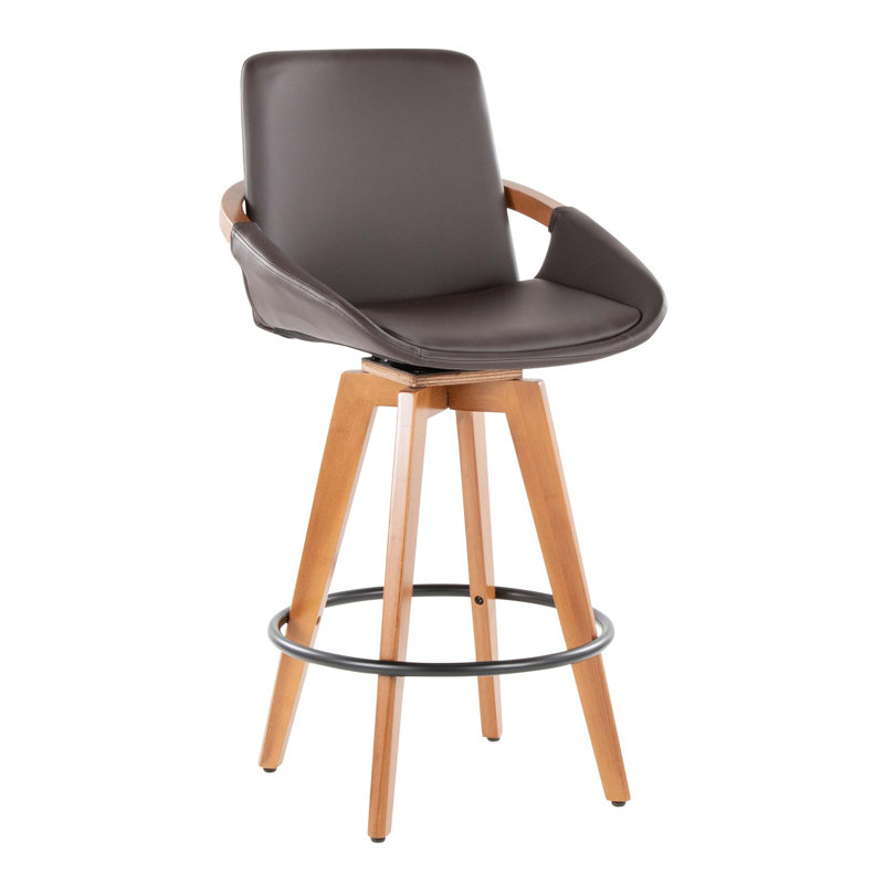 Tabouret de bar moderne Mid-Century avec pivotement à 360 degrés et similicuir confortable