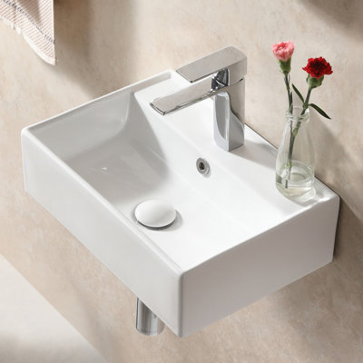 Belfry Bathroom Catrine 45mm L x 31mm W White Ceramic Rectangular Sink with Overflow