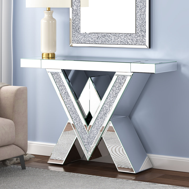 Console 47,2 po en verre à miroir pour le salon du vestibule