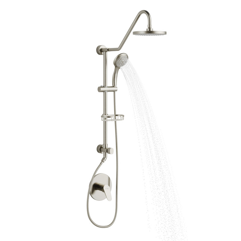 Brushed Nickel Adjustable Rain Shower System with Handheld