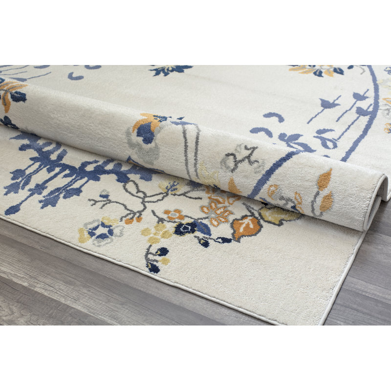 Tapis floral doré Valentina, Rectangle 2 pi x 4 pi