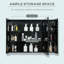 Armoire à pharmacie à DEL avec miroir, armoire de salle de bain murale l 35,5 "x H 25,5" avec 3 armoires, fonction mémoire, charge USB