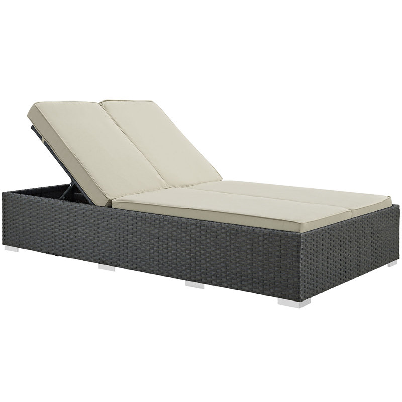 Chaise longue d'extérieur en rotin et osier Modway Sojour, Toile Sunbrella® beige antique