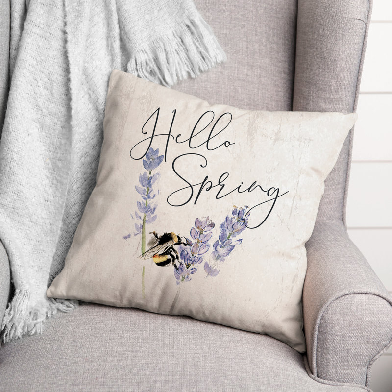  Hello Spring Bee Throw Pillow