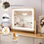 Miroir de salle de bain lumineux à DEL de 19,6 po x 15,7 po, structure en métal avec finition dorée, éclairage à 3 couleurs à intensité variable et commande tactile, miroir de maquillage de table pour la chambre à coucher ou le vestiaire-130273902
