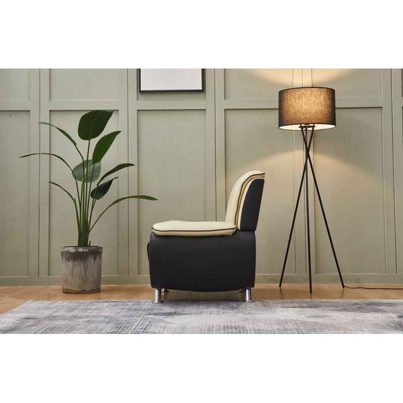 Chaise de salon Alexsia, Beige / similicuir noir