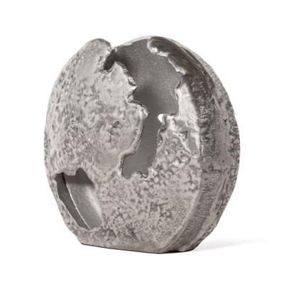 Vase Atlas en métal nickel antique, grand