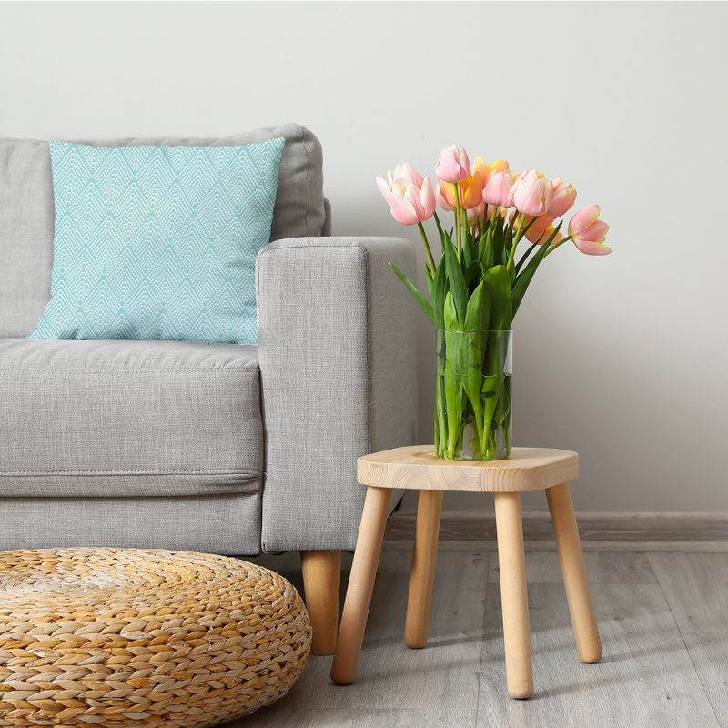 Housse et insert de coussin carré Goals, Gourds and Gatherings, H 20 po x l 20 po, Motif ondulé géométrique bleu