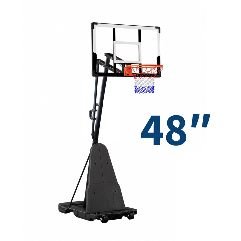 Panier de basketball extérieur portable, système de basketball roulant à hauteur réglable, 120.33" H x 47.44" W x 70" D