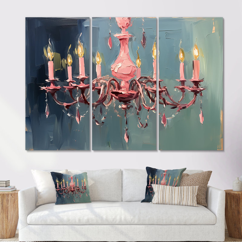 Luminaire lustre baroque rose Brilliance II - lustre, art mural, Toile tendue, H 28 po x l 36 po x P 1 po
