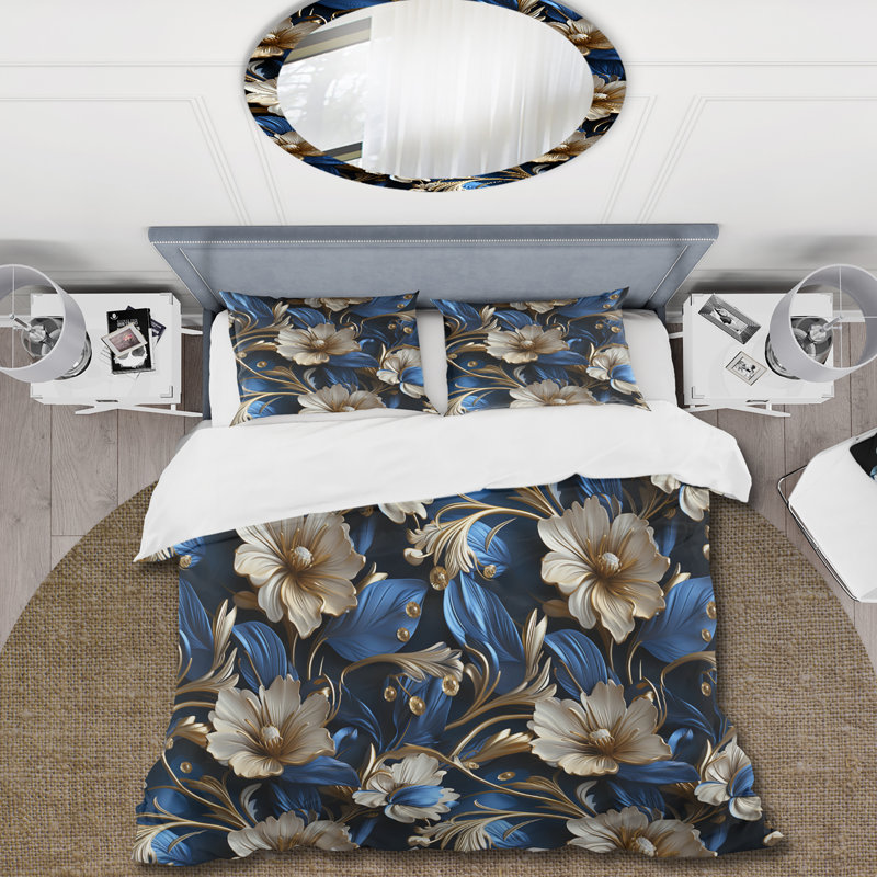 Ensemble de housse de couette Regal Baroque Flourish Victorian, Housse de couette pour grand lit et 2 taies décor