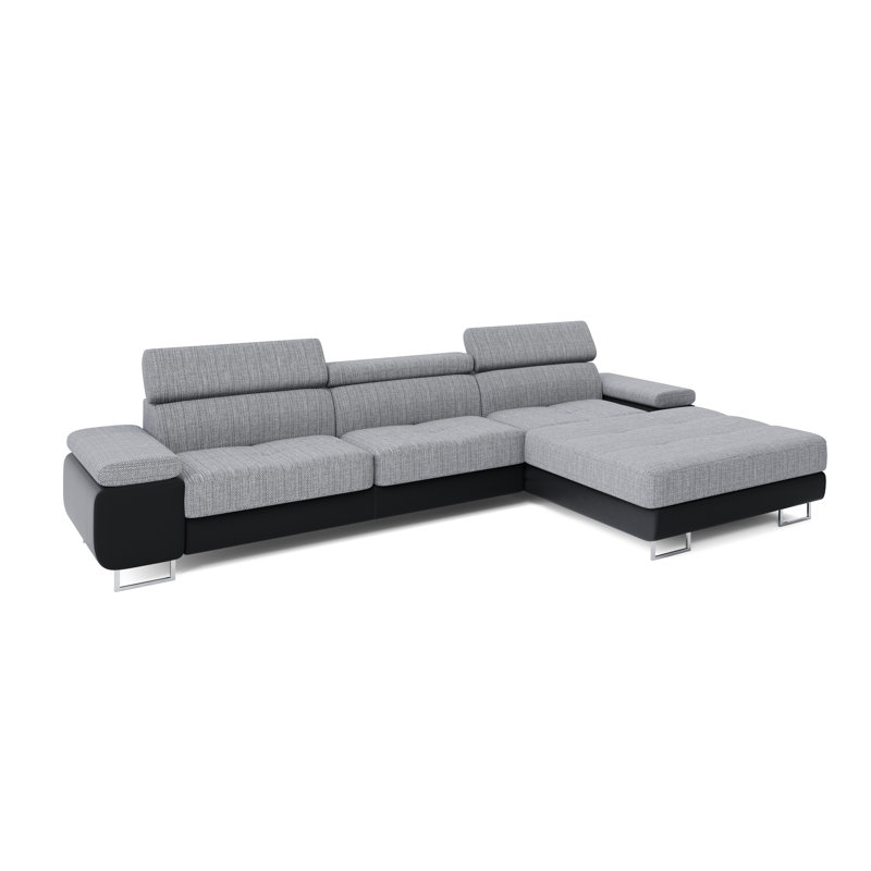 Calissa 3 Seater Corner Sofa , Right -sided, Light gray/Black - Kornet02/Dolaro8
