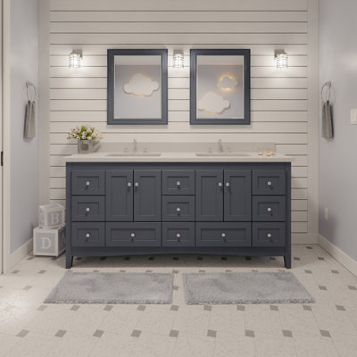 Edber 72'' Double Bathroom Vanity with Top