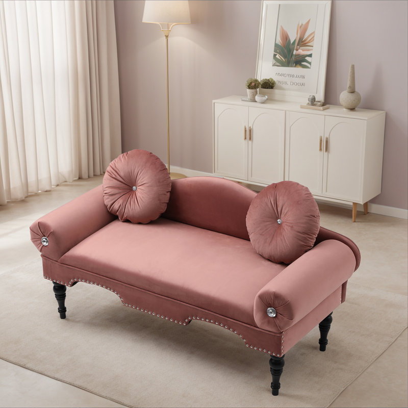 Causeuse l 53,8 po avec garniture cloutée, Rose