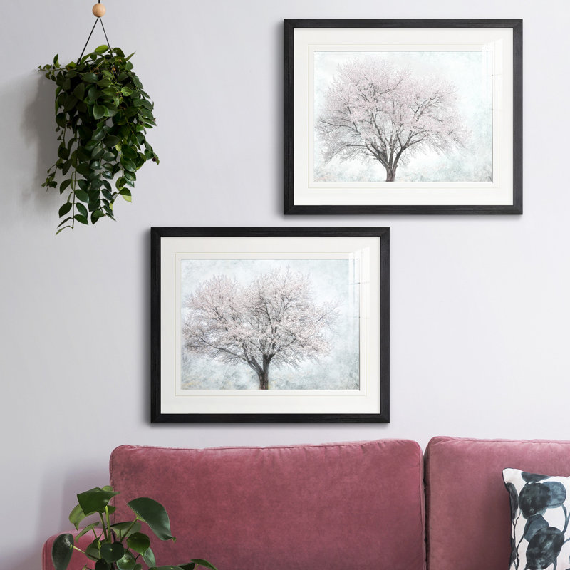 " A Feel Of Spring I " 2 - Pieces, Black Framed Paper, White Mat