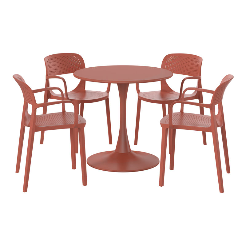 Ensemble repas d'extérieur rond, Rouge