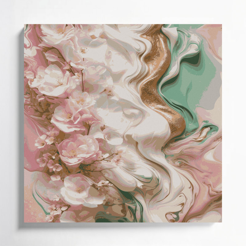 Abstrait art fluide sur toile grise 19, H 12 po x l 12 po