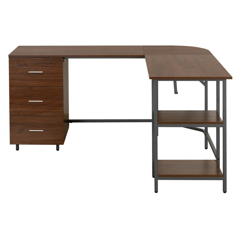 L-Shape Home Office Two-Tone Desk With Storage