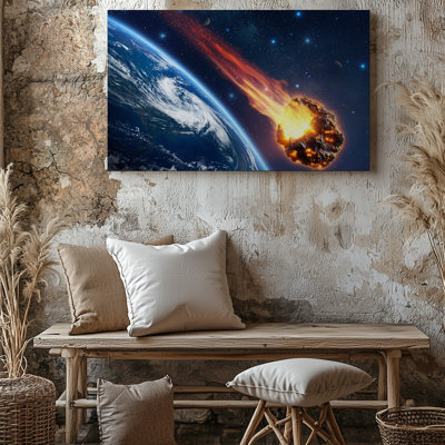 Toile dans un vaste espace sombre, une multitude d'art mural, des astéroides robustes flottent sur un fond d'étoiles scintillantes