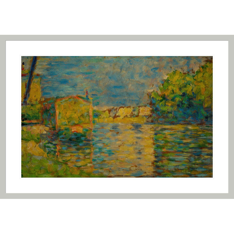 Rives de la seine près de Courbevoie par Georges Seurat, impression giclée encadrée, 29.07" H x 41.5" W