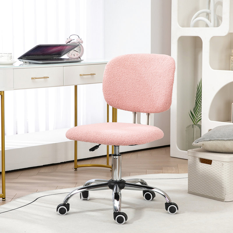 Mignon fauteuil de bureau sans accoudoirs, fauteuil de bureau pour ordinateur, fauteuil de bureau à hauteur réglable, roues pivotantes, dossier moyen