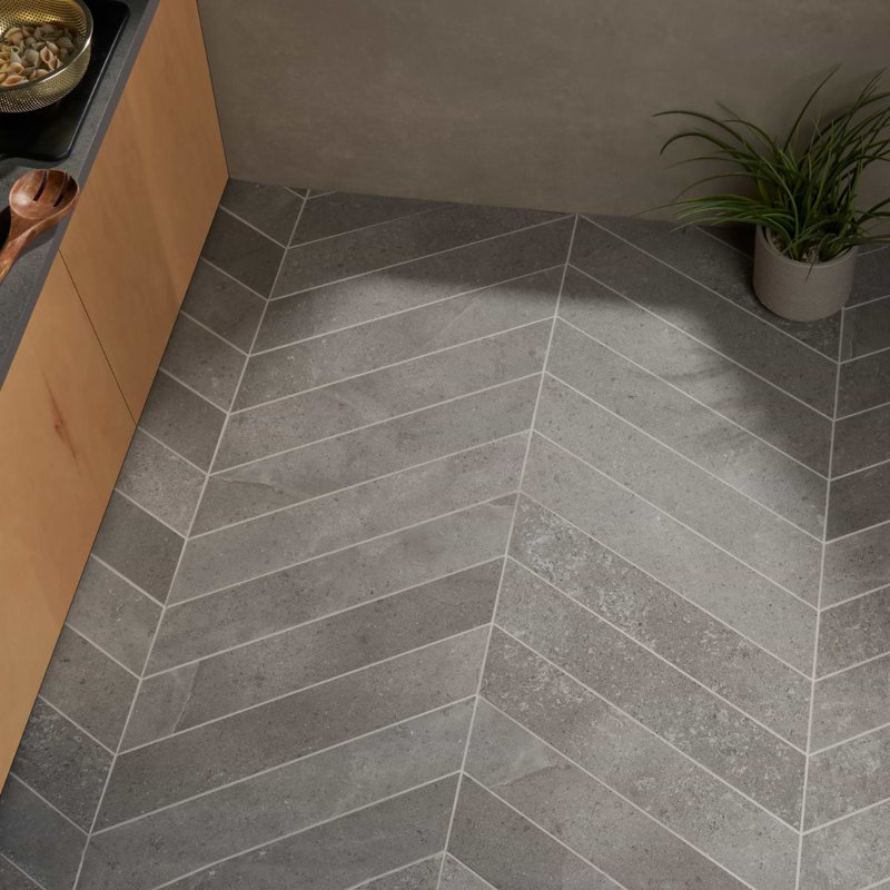 New Rock 4x21 Chevron Matte Porcelain Tile, Tortora Beige