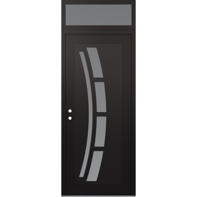 C12 droite 36 po X 96 po Panneau d'entrée en acier noir et verre givré blanc et noir avec porte d'entrée avant en verre givré