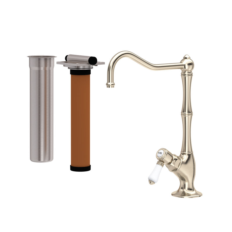 Acqui Filter Kitchen Faucet Kit, Satin Nickel, Porcelain mini lever