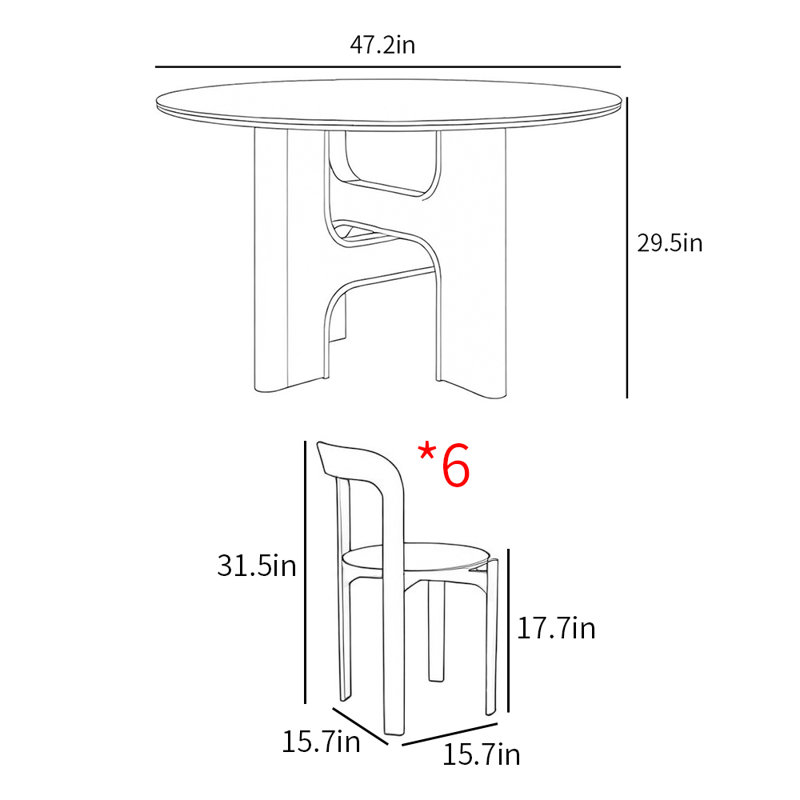 Ensembles de table de salle à manger style français, H 29,5 po x L 47,2 po x l 47,2 po