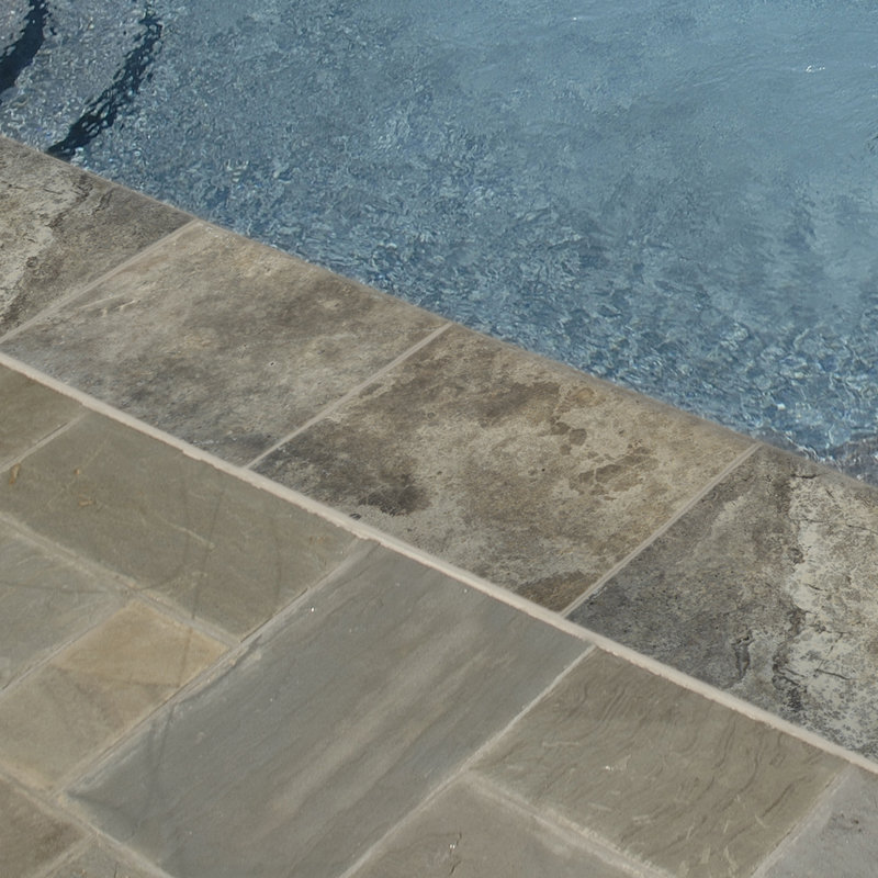 Marzana Sterling 12 in. x 24 in. x 2 in. Honed Unfilled Brushed Travertine Pool Coping Eased Edge (2 sq. ft./unit, 1 Piece)