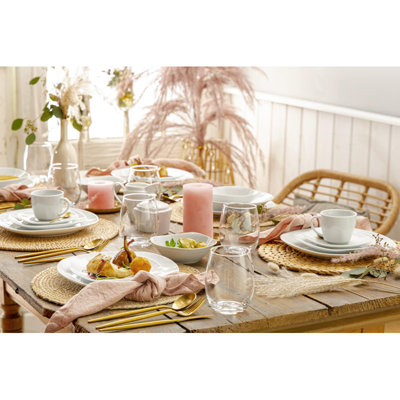 Aloma 12 Piece Porcelain China Dinnerware Set, Service for 6