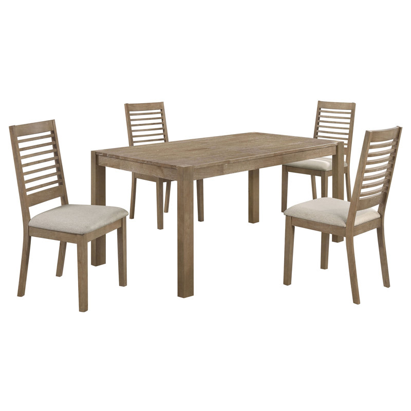 Brown Washed5-Piece Rectangular Dining Set