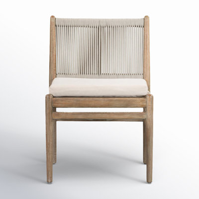 Baltzer Eucalyptus Outdoor Dining Side Chair with Cushion