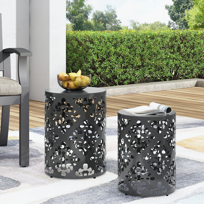 Metal Side Table(Set Of 2), Black