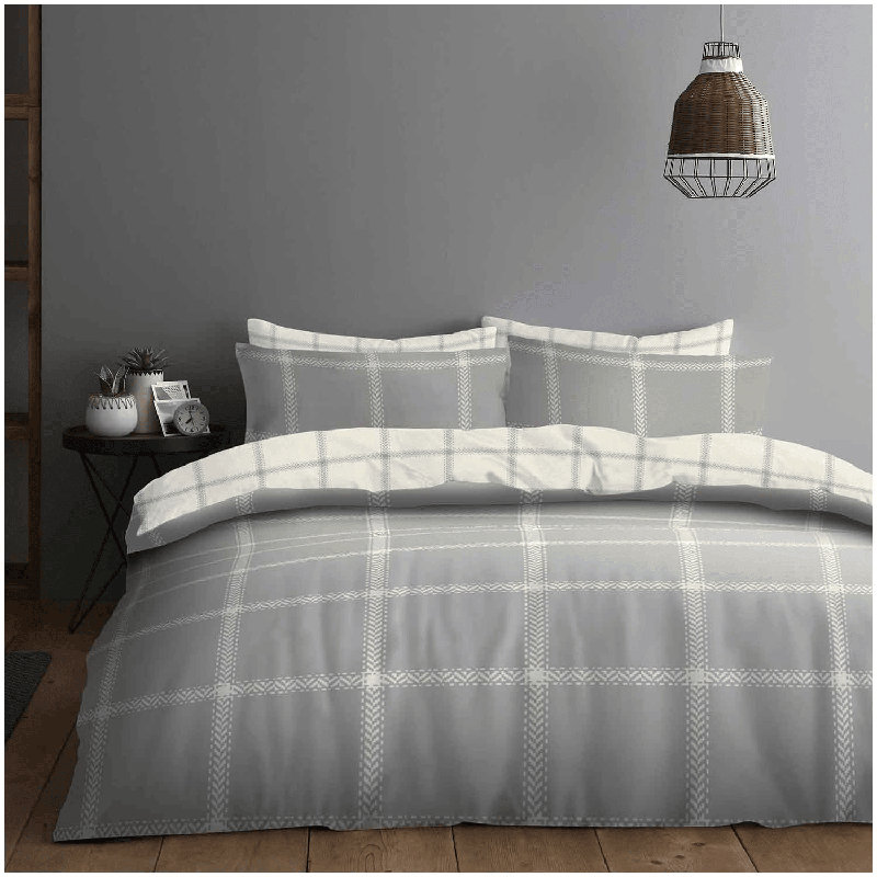 Duvet Cover Set with Pillowcases, Double Duvet Cover Set + 3 Additional Pieces, Grey Geometric Shapes