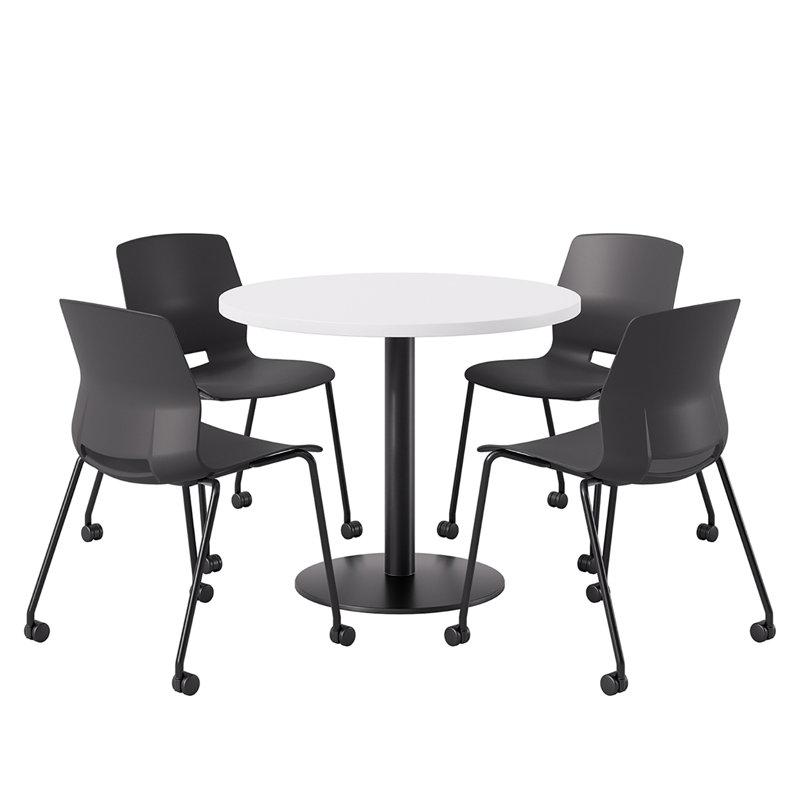 Ensemble repas pour quatre personnes, Noir, Blanc, H 29 po x L 36 po x l 36 po
