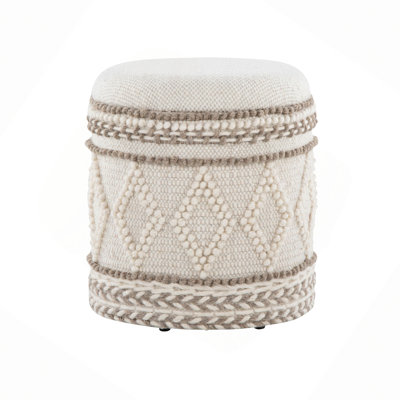 18" Storage Ottoman Handwoven Wool With Tufted And Knoted Design