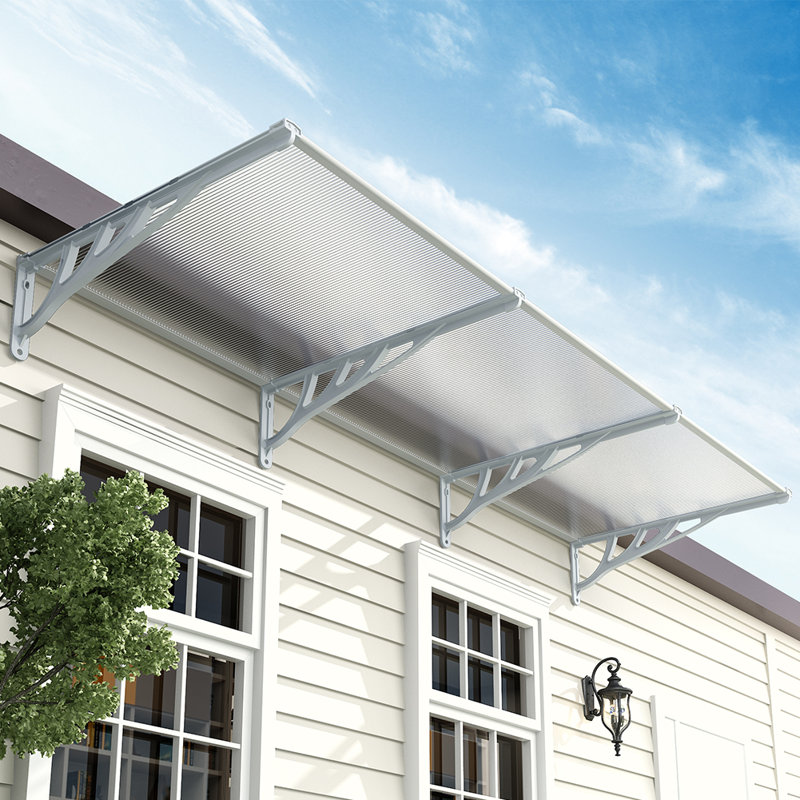 Dakota Fields 270cm W x 90cm D Plastic Cover Retractable Door / Window Awning, White